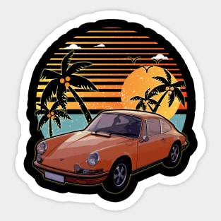 Porsche 911 1963 car sunset Sticker